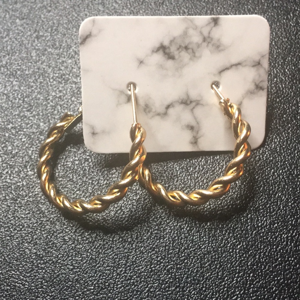 Gold Tone Small Spiral Hoop Earrings